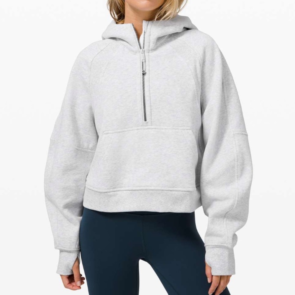 Lululemon Heathered Core Ultra Light Grey Scuba Oversized Half Zip Hoodie
